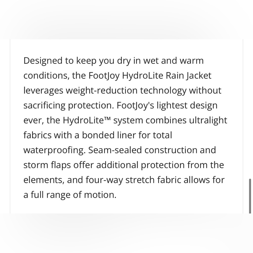 FootJoy Men's HydroLite ZIP Golf Rain Jacket WATERPROOF CHARCOAL HOUNDSTOOTH XL - Picture 11 of 16